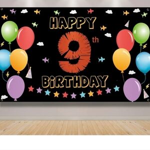 Colorful 9th Birthday Backdrop